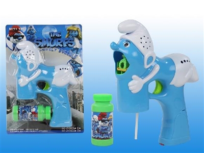 B/O THE SMURFS BUBBLE GUN W/MUSIC，BLUE LED，1 BOTTLE LIQUID - HP1072381