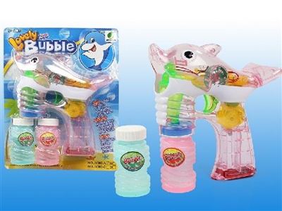 B/O TRANSPARENT SHARK BUBBLE GUN W/MUSIC，4 LED，2 BOTTLE LIQUID - HP1072382
