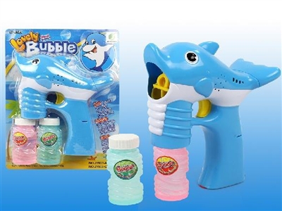 B/O SHARK BUBBLE GUN W/MUSIC，BLUE LED，2 BOTTLE LIQUID - HP1072385