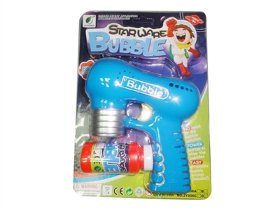 B/O BUBBLE GUN W/MUSIC，BLUE LED，1 BOTTLE LIQUID - HP1072420