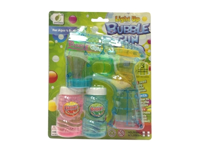 B/O TRANSPARENT BUBBLE GUN W/MUSIC，4 LED，2 BOTTLE LIQUID - HP1072421