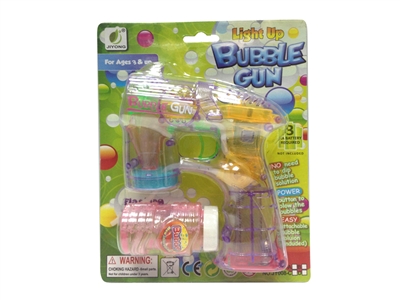 B/O TRANSPARENT BUBBLE GUN W/MUSIC，4 LED，1 BOTTLE LIQUID - HP1072422