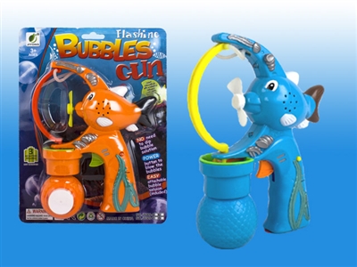 B/O BUBBLE GUN W/MUSIC，LIGHT，1 BOTTLE LIQUID - HP1072426