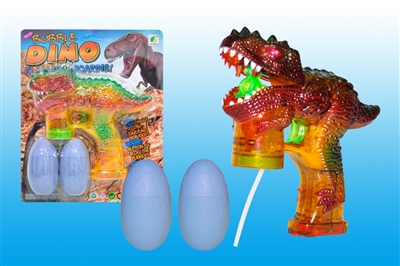 B/O TRANSPARENT DINOSAUR BUBBLE GUN W/MUSIC，6 LED，2 BOTTLE LIQUID - HP1072428