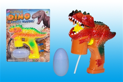 B/O DINOSAUR BUBBLE GUN W/MUSIC，3 LED，1 BOTTLE LIQUID - HP1072431