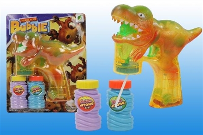 B/O TRANSPARENT DINOSAUR BUBBLE GUN W/MUSIC，4 LED，2 BOTTLE LIQUID - HP1072434