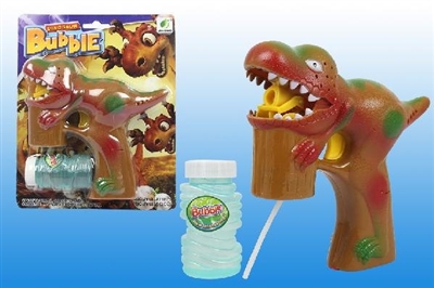 B/O DINOSAUR BUBBLE GUN W/MUSIC，BLUE LED，1 BOTTLE LIQUID - HP1072437