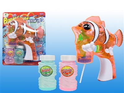 B/O TRANSPARENT CLOWNFISH BUBBLE GUN W/MUSIC，4 LED，2 BOTTLE LIQUID - HP1072442