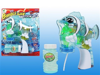 B/O TRANSPARENT CLOWNFISH BUBBLE GUN W/MUSIC，4 LED，1 BOTTLE LIQUID - HP1072443