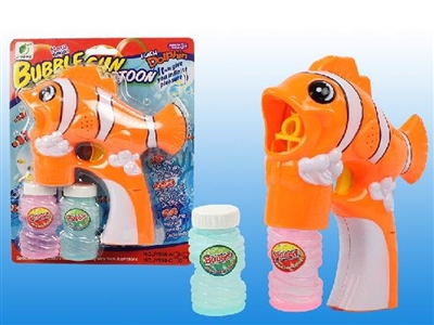 B/O CLOWNFISH BUBBLE GUN W/MUSIC，BLUE LED，2 BOTTLE LIQUID - HP1072444