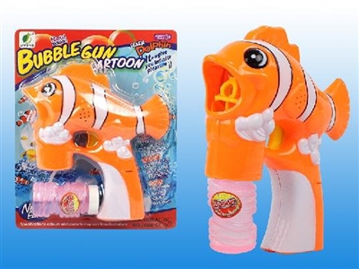 B/O CLOWNFISH BUBBLE GUN W/MUSIC，BLUE LED，1 BOTTLE LIQUID - HP1072445