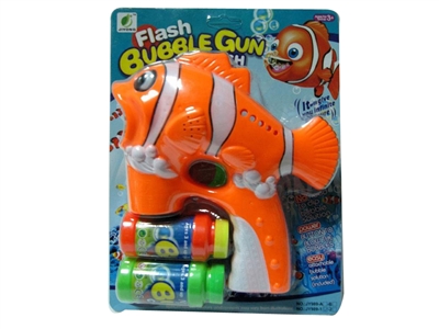 B/O CLOWNFISH BUBBLE GUN W/MUSIC，BLUE LED，2 BOTTLE LIQUID - HP1072448