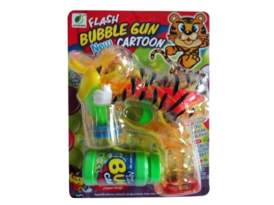 B/O TRANSPARENT TIGER BUBBLE GUN W/MUSIC，LIGHT，1 BOTTLE LIQUID - HP1072450