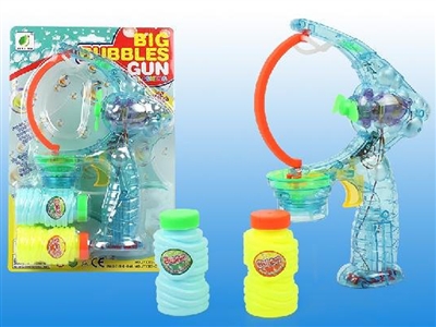 B/O TRANSPARENT BUBBLE GUN W/MUSIC，BLUE LED，2 BOTTLE LIQUID - HP1072453