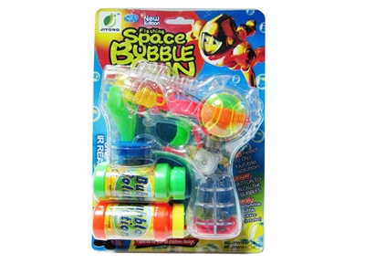 B/O TRANSPARENT BUBBLE GUN W/MUSIC，LIGHT，2 BOTTLE LIQUID - HP1072455