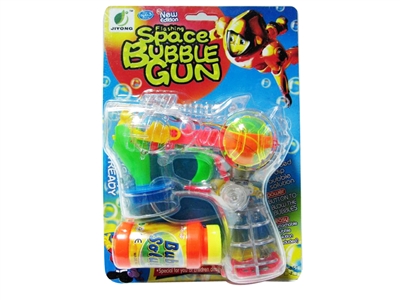 B/O TRANSPARENT BUBBLE GUN W/MUSIC，LIGHT，1 BOTTLE LIQUID - HP1072456