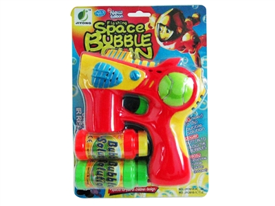 B/O TRANSPARENT BUBBLE GUN W/MUSIC，BLUE LED，2 BOTTLE LIQUID - HP1072457