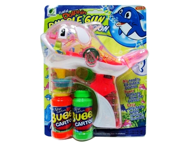 B/O TRANSPARENT DOLPHIN BUBBLE GUN W/MUSIC，4 LED，2 BOTTLE LIQUID - HP1072459