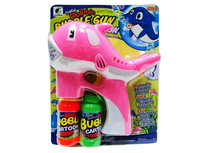 B/O DOLPHIN BUBBLE GUN W/MUSIC，BLUE LED，2 BOTTLE LIQUID - HP1072461