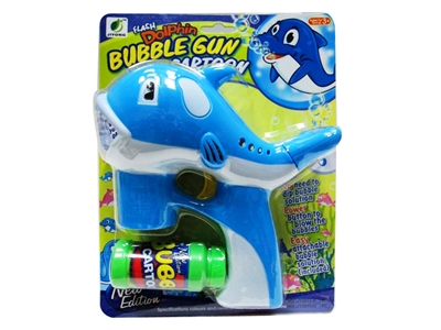 B/O DOLPHIN BUBBLE GUN W/MUSIC，BLUE LED，1 BOTTLE LIQUID - HP1072462