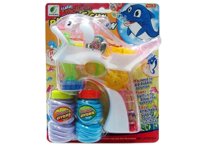 B/O TRANSPARENT DOLPHIN BUBBLE GUN W/MUSIC，4 LED，2 BOTTLE LIQUID - HP1072463