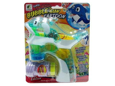 B/O TRANSPARENT DOLPHIN BUBBLE GUN W/MUSIC，4 LED，1 BOTTLE LIQUID - HP1072464