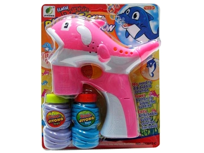 B/O DOLPHIN BUBBLE GUN W/MUSIC，BLUE LED，2 BOTTLE LIQUID - HP1072465