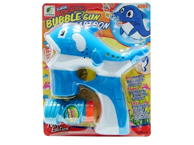 B/O DOLPHIN BUBBLE GUN W/MUSIC，BLUE LED，1 BOTTLE LIQUID - HP1072466