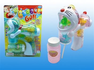 B/O TRANSPARENT BUBBLE GUN W/MUSIC，4 LED，1 BOTTLE LIQUID - HP1072468