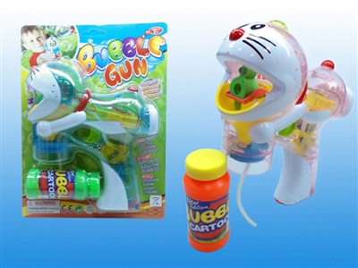 B/O TRANSPARENT BUBBLE GUN W/MUSIC，4 LED，1 BOTTLE LIQUID - HP1072472