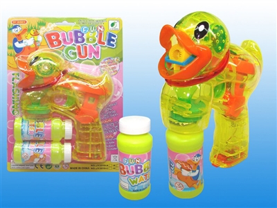 B/O TRANSPARENT DUCK BUBBLE GUN W/MUSIC，4 LED，2 BOTTLE LIQUID - HP1072475