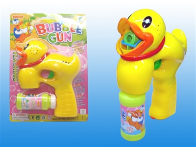 B/O TRANSPARENT DUCK BUBBLE GUN W/MUSIC，BLUE LED，1 BOTTLE LIQUID - HP1072478