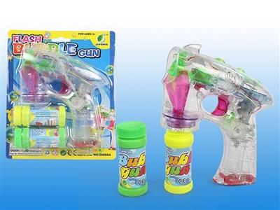 B/O TRANSPARENT BUBBLE GUN W/MUSIC，LIGHT，2 BOTTLE LIQUID - HP1072484