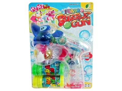 B/O TRANSPARENT BUBBLE GUN W/MUSIC，LIGHT，2 BOTTLE LIQUID - HP1072486