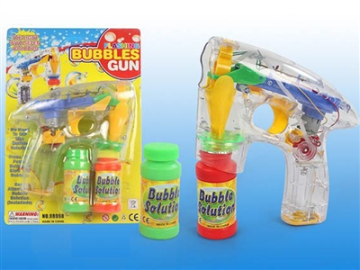 B/O TRANSPARENT BUBBLE GUN W/MUSIC，4 LED，2 BOTTLE LIQUID - HP1072490