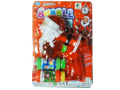 B/O TRANSPARENT SANTA CLAUS BUBBLE GUN W/MUSIC，4 LED，2 BOTTLE LIQUID - HP1072498