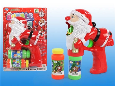B/O SANTA CLAUS BUBBLE GUN W/MUSIC，BLUE LED，2 BOTTLE LIQUID - HP1072500