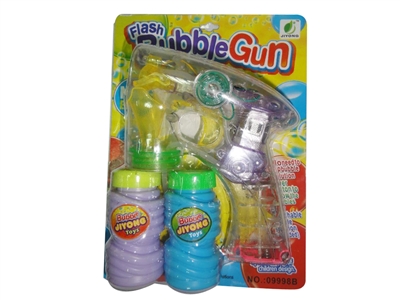 B/O TRANSPARENT BUBBLE GUN W/MUSIC，4 LED，2 BOTTLE LIQUID - HP1072506