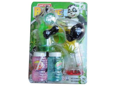 B/O TRANSPARENT PANDA BUBBLE GUN W/MUSIC，4 LED，2 BOTTLE LIQUID - HP1072512