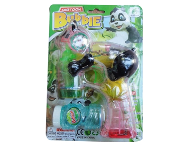 B/O TRANSPARENT PANDA BUBBLE GUN W/MUSIC，4 LED，1 BOTTLE LIQUID - HP1072513