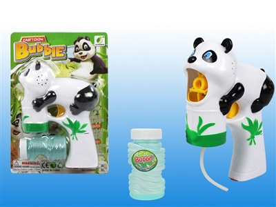 B/O PANDA BUBBLE GUN W/MUSIC，BLUE LED，1 BOTTLE LIQUID - HP1072515