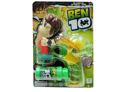 B/O TRANSPARENT BEN10 BUBBLE GUN W/MUSIC，4 LED，1 BOTTLE LIQUID - HP1072517