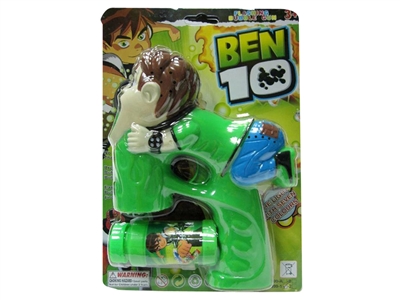 B/O BEN10 BUBBLE GUN W/MUSIC，BLUE LED，1 BOTTLE LIQUID - HP1072519