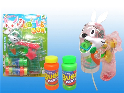 B/O TRANSPARENT RABBIT BUBBLE GUN W/MUSIC，4 LED，2 BOTTLE LIQUID - HP1072520