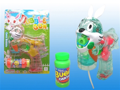B/O TRANSPARENT RABBIT BUBBLE GUN W/MUSIC，4 LED，1 BOTTLE LIQUID - HP1072521