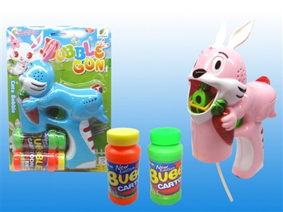 B/O RABBIT BUBBLE GUN W/MUSIC，BLUE LED，2 BOTTLE LIQUID - HP1072522