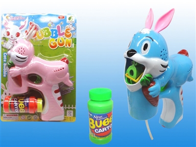 B/O RABBIT BUBBLE GUN W/MUSIC，BLUE LED，1 BOTTLE LIQUID - HP1072523