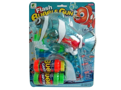 B/O TRANSPARENT CLOWNFISH BUBBLE GUN W/MUSIC，4 LED，2 BOTTLE LIQUID - HP1072534