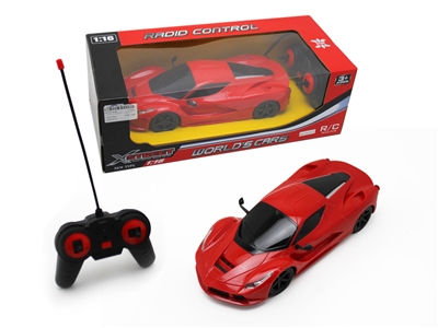 1:16 FOUR FUNCTION R/C CAR W/LIGHT RED/YELLOW - HP1074788