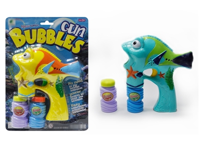 B/O MINI FISH BUBBLE GUN W/MUSIC，BLUE LED，2 BOTTLE LIQUID - HP1075542